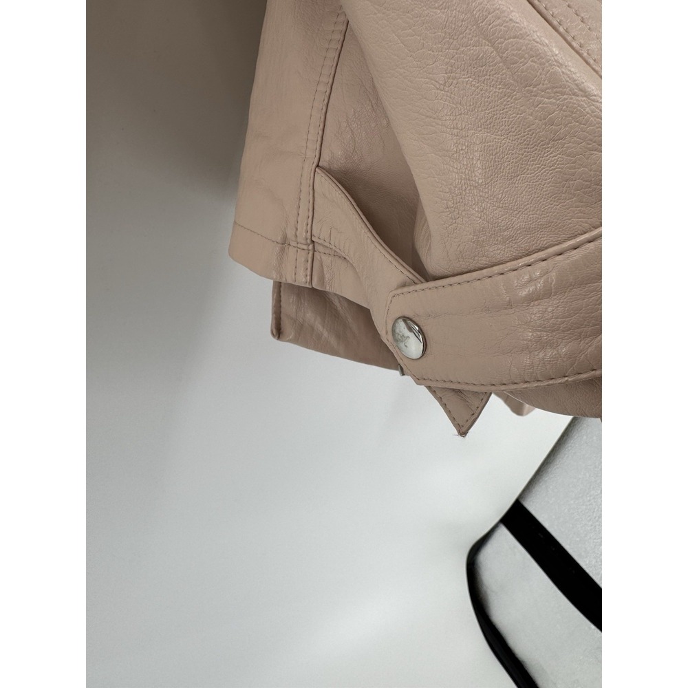 Topshop Leather Jacket Women's Long Sleeve Pink Beige Size 12 - Picture 5 of 16
